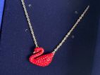 Iconic Swan Pendant Red Crystal Gold Tone Plated