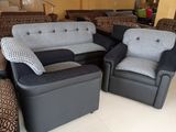 ID Brand new Leather Two Tone L sofa 3+1+1
