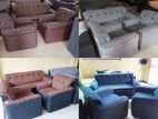 ID Brand new Leather Two Tone L sofa 3+1+1