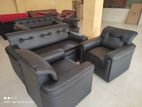 ID Leather New Sofa Set Black - 3+1+1
