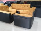 ID Leather New Sofa Set Black Two Tone - 3+1+1