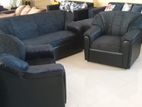 ID Leather New Sofa Set Black Two Tone 630 - 3+1+1