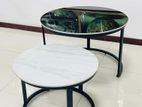 IMPORTED DOUBLE ROUND GRENITE TOP COFFEE TABLES