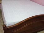 Teak Finish Double Bed with Mattress