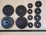 Iron Weight Plates and Barbell Exercise set