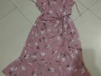 Jacquie Dusty Pink Floral Printed Short Frock