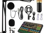 K500 Sound Card With Condenser Mic, Stand, Pop Filter, Full Set