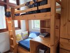 kids bedroom set with loft bed, study table sofa - solid wood