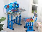 Kids Cartoon Printed Study Table with Chair Set