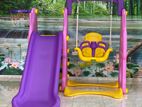 Kids Slide with Swing and Basket Ball Net