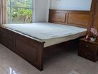 King size Bed with Side Table (Teak)