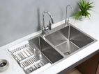 Kitchen handmade sink double bowl matt 82*48cm