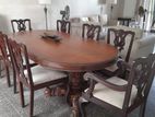 Kumbuk Dining Table With 8 Mahogany Chairs