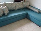 L shape Sofa, solid wooden frame @ Customized colours cusion, pillows