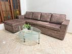 L Shape Sofa with Glass Coffee Table