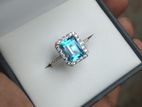 Lady's Silver Ring with Natural Blue Topaz