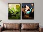 Landscape Wallart Illustrator Design With Glass Frame