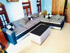 Large L Sofa 8*4ft With 6 Pillows and Stool Code 7919