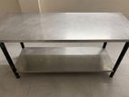 Large two-tier heavy-duty stainless steel work table