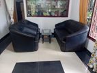 Leather Sofa Set 3+1+1+ Glass Coffee Table