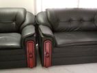 Leather Sofa Teak Chair Set and Kavichchi