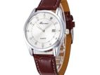 Leather Strap Round Diale Men's Casual Watch