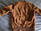 Leather Suede Bomber Jacket - Tan Colour