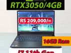 Lenovo ideapad Gaming 3 Core i7 11th Gen RTX3050/4GB Laptop