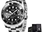 Lige Luxury Mens Quartz Wristwatch 30 Atm Waterproof Date Clock (Black)