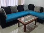 Lionco L shaped Sofa with Mahogany Coffee Table
