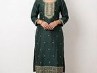 Long embroidery border neck hand edge work Side open Indian top
