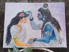 Lord Shiva Devi Parvathi painting