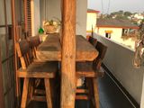 Luxurious Wooden Bar Table Set with High Chairs