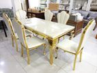 Luxury 6 Chair Dining Table Set White & Gold 269