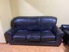 Luxury Black Leather Sofa Set