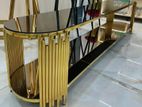 Luxury Design Gold TV Bench Black Top Tempered Glass - DZTV-1640
