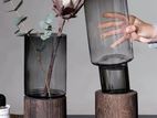 Luxury Glass Vase with Wooden Base – 765-11