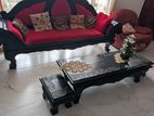 Luxury Hand-Carved Solid Kaluwara (Ebony) Sofa Set with Coffee Table