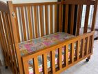 Mahogany Baby Cot with Mattress
