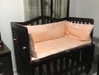 Mahogany Baby Cot with Two Levels