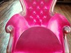 Mahogany Red Velvet Cushion Arm Chair