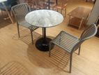 Marble finish Round Table + 2 designer chairs 70CM&681