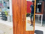 Melamine 2D Brown Wardrobe With Mirror