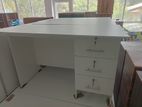 Melamine 3 drawer writing table with cupboard