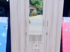 Melamine American White Three Door Large Mirror Wardrobe