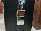 Melamine Black 3 Door Cupboard with Mirror