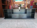 Melamine Flat Tv Stand Large 65" Cupboard 63" X 15" Black Colour L