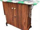 Melamine Mdf Iron Table with Full Cupboard- Wheel and Plug -