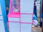 Melamine Pink Color Baby Wardrobe with Side Mirror