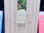 Melamine Three Door American Ash Full Set Mirror Wardrobe